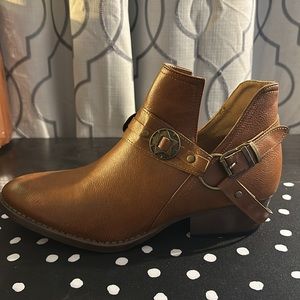 Women's Brown Ankle Bootie with Buckle Detail